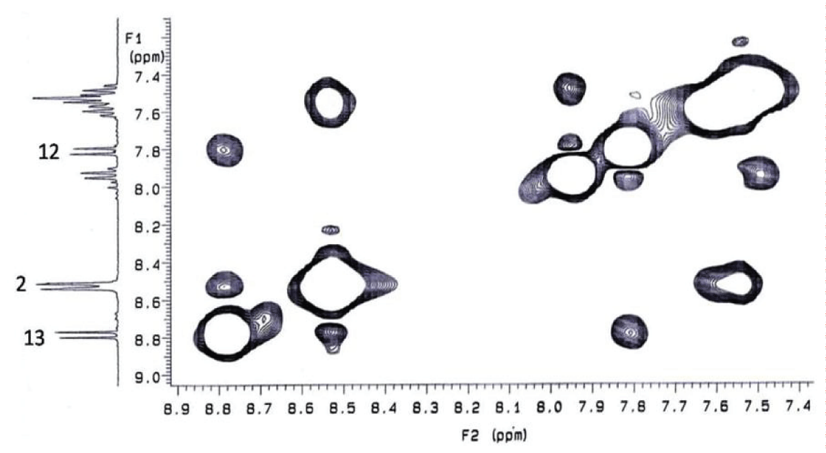 2D NOESY NMR spectrum of compound 18.