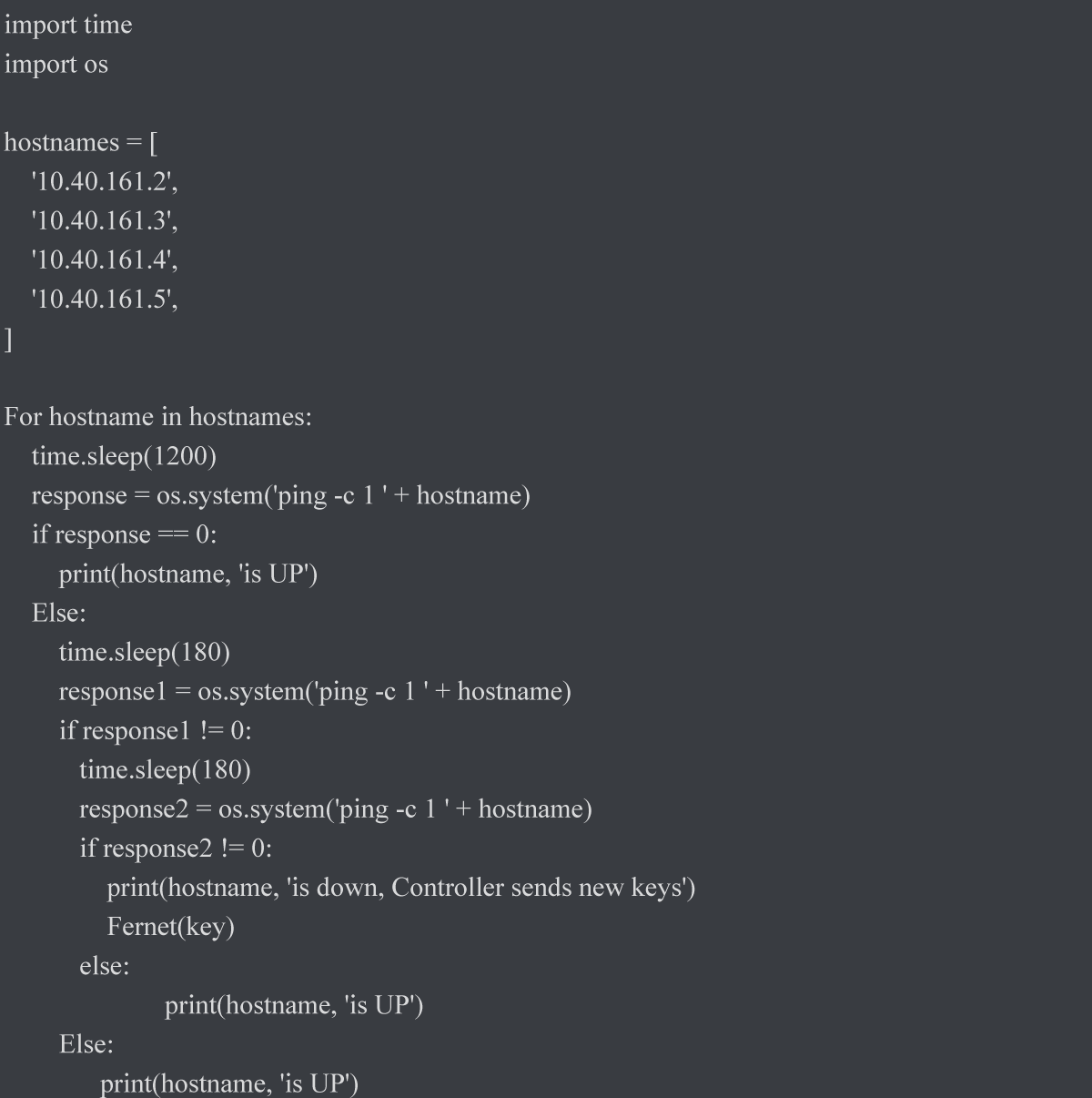 Python code for detecting missing devices.